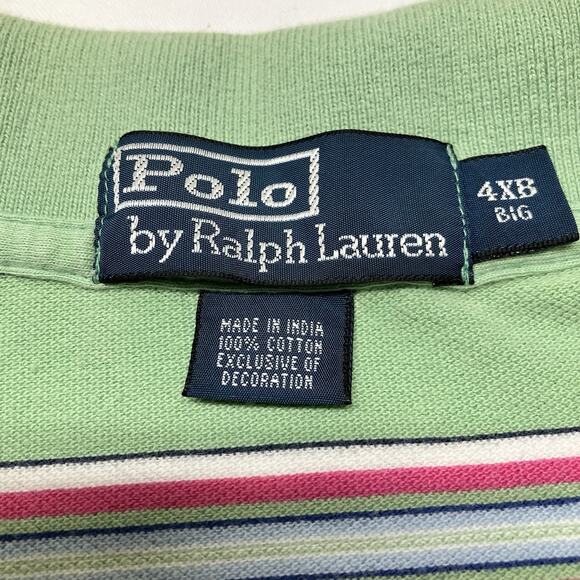 Polo Ralph Lauren Polo Shirt Green Pink Stripe Men's 4XB Big Rugby Golf Pastel - Picture 3 of 10